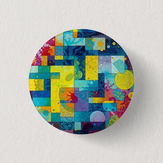 Kosmische bloementuin: Abstract mozaïek van dromen Ronde Button 3,2 Cm (Voorkant)