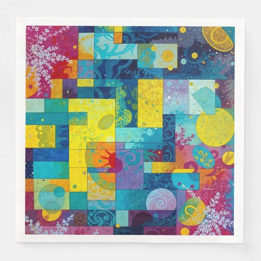 Kosmische bloementuin: Abstract mozaïek van dromen Servet (Voorkant)