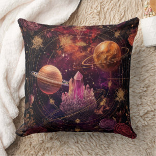 Kosmische Bloemige Planeet Paarse Nevel Ruimte Kussen