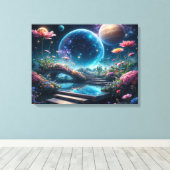 Kosmische Bloesembrug Canvas Afdruk (Insitu (Houten vloer))