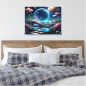 Kosmische Bloesembrug Canvas Afdruk (Insitu (Slaapkamer))