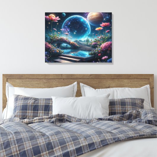 Kosmische Bloesembrug Canvas Afdruk (Insitu (Slaapkamer))
