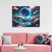 Kosmische Bloesembrug Canvas Afdruk (Insitu (Woonkamer))