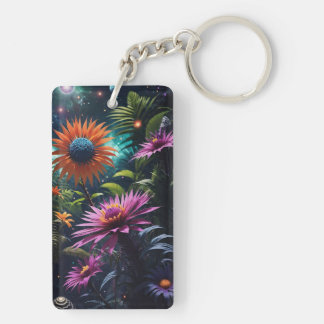 Kosmische Bloesems Acryl Sleutelhanger