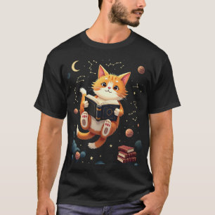 Kosmische Boekenwurm Kat Ruimte Leest Nog Een Hoof T-shirt