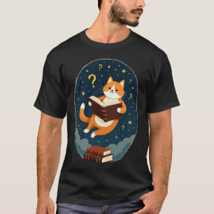 Kosmische Boekenwurm Kat Ruimte Lezen Ruimtevaart T-shirt
