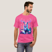 Kosmische Boho Fox met gloeiend gewei en bloemmole T-shirt (Voorkant volledig)