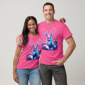 Kosmische Boho Fox met gloeiend gewei en bloemmole T-shirt (Unisex)