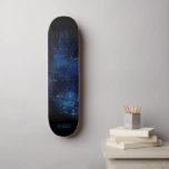 *~* Kosmische Boho Midnight Sky Pastel Veer Persoonlijk Skateboard<br><div class="desc">* Energetisch Verbeterde Magische Mystieke Kosmische Hemelse Boheemse Zigeuner Rustiek Verbluffend mooi donker Midnight Navy Blue Waterverf sky achtergrond en sprankelende hemelse veren ontwerp. De magische vibe veer is zeer licht en fluisterend. * Pas/personaliseer met uw INITIALEN/MONOGRAM of NAAM aan. Gebruik de designer ook om te spelen met het lettertype...</div>
