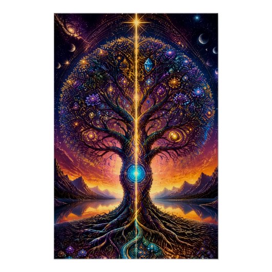 Kosmische Boom des Levens Hemelse Kunst Perfect Poster (Voorkant)