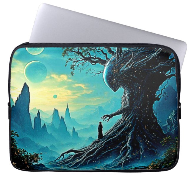 Kosmische boom van het leven fantasie laptop sleeve (Voorkant)