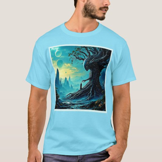 Kosmische boom van het leven fantasie t-shirt (Voorkant)