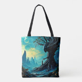 Kosmische boom van het leven fantasie tote bag (Achterkant)