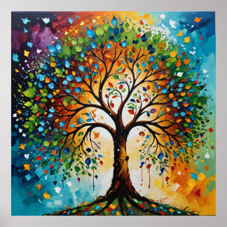 Kosmische boom van mythen - Indiase volkskunst Poster