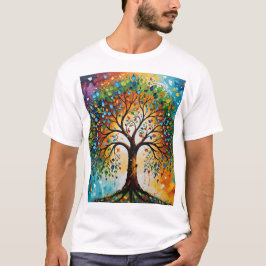 Kosmische boom van mythen - Indiase volkskunst T-shirt