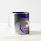 Kosmische borresten tweekleurige koffiemok (Voorkant links)