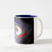 Kosmische borresten tweekleurige koffiemok (Voorkant rechts)