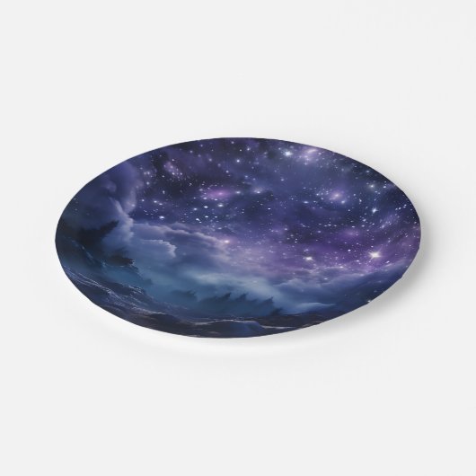 Kosmische bos nachtelijke hemel papieren bordje (Gekanteld)