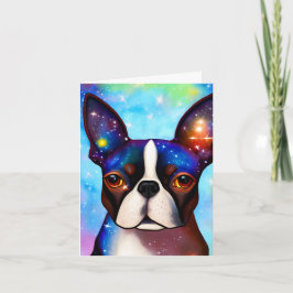 Kosmische Boston Terrier, verjaardagskaart Kaart