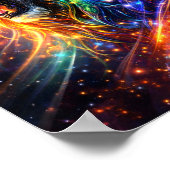 Kosmische Brullende Leeuw Ruimte Kunst | Neon Melk Poster (Hoek)