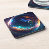Kosmische Bubbelsterrenstelsel Fantasie Kunst Bier Onderzetter (Linkerzijde)