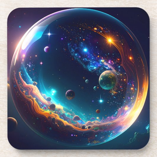 Kosmische Bubbelsterrenstelsel Fantasie Kunst Bier Onderzetter (Voorkant)