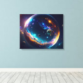 Kosmische Bubbelsterrenstelsel Fantasie Kunst Canvas Afdruk (Insitu (Houten vloer))