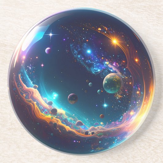 Kosmische Bubbelsterrenstelsel Fantasie Kunst Zandsteen Onderzetter (Voorkant)