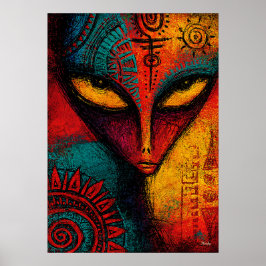 Kosmische Buitenaardse Geest Abstracte Kunst – Exp Poster
