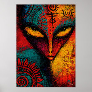 Kosmische Buitenaardse Geest Abstracte Kunst – Exp Poster