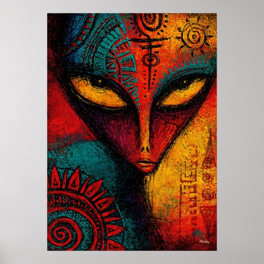 Kosmische Buitenaardse Geest Abstracte Kunst – Exp Poster (Voorkant)