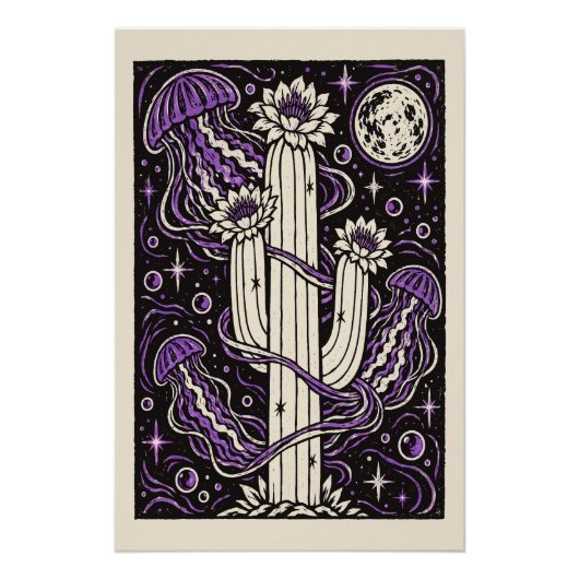 kosmische cactuskwal perfect poster (Voorkant)