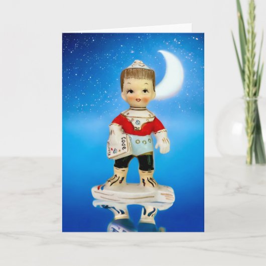 Kosmische Cadet  Astronaut Buitenruimte Jongen MCM Feestdagen Kaart (Voorkant)