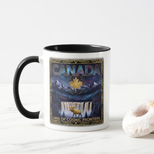 Kosmische Canada Natuur Hemelse Kunst Mok (Met donut)