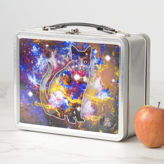 Kosmische Cat Psi metalen lunchbox (In situ)