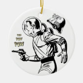 Kosmische charme: Retro Sci-Fi Ray Pistool Man Keramisch Ornament (Voorkant)