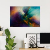 Kosmische Convergentie Turquoise Uitbarsting in Vu Poster (Thuiskantoor)