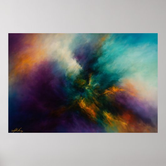Kosmische Convergentie Turquoise Uitbarsting in Vu Poster (Voorkant)