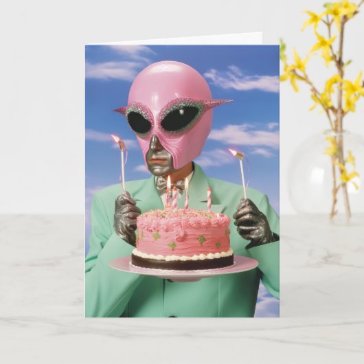 Kosmische Couture Verjaardag Kaart (Gele Bloem)