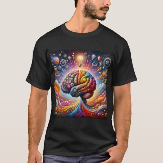 Kosmische creativiteit ontketend: hersenkracht t-shirt (Voorkant)