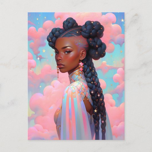 Kosmische Dame Afro-Amerikaanse Fantasy Kunst Briefkaart (Voorkant)