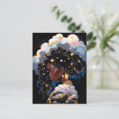 Kosmische Dame Afro-Amerikaanse Fantasy Kunst Briefkaart (Staand voorkant)