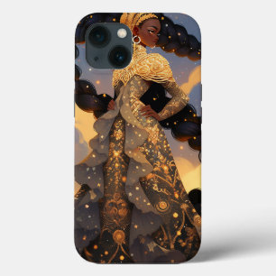 Kosmische Dame Afro-Amerikaanse Fantasy Kunst Case-Mate iPhone Case