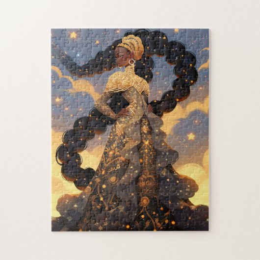 Kosmische Dame Afro-Amerikaanse Fantasy Kunst Legpuzzel (Verticaal)