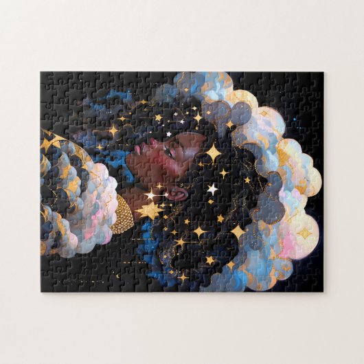 Kosmische Dame Afro-Amerikaanse Fantasy Kunst Legpuzzel (Horizontaal)