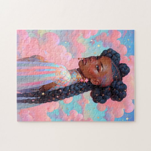 Kosmische Dame Afro-Amerikaanse Fantasy Kunst Legpuzzel (Horizontaal)