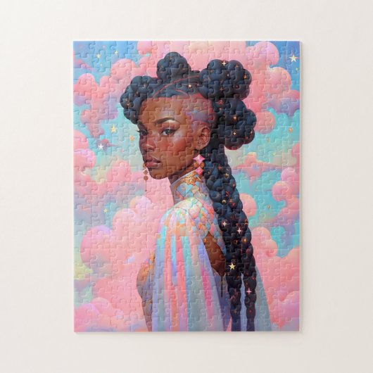 Kosmische Dame Afro-Amerikaanse Fantasy Kunst Legpuzzel (Verticaal)