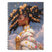 Kosmische Dame Afro-Amerikaanse Fantasy Kunst Notitieboek (Voorkant)
