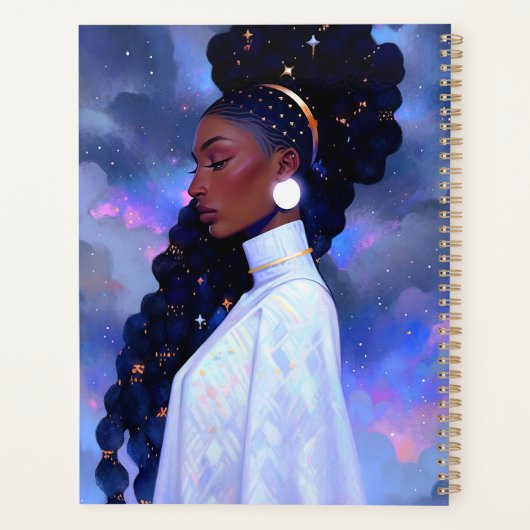 Kosmische Dame Afro-Amerikaanse Fantasy Kunst Planner (Achterkant)