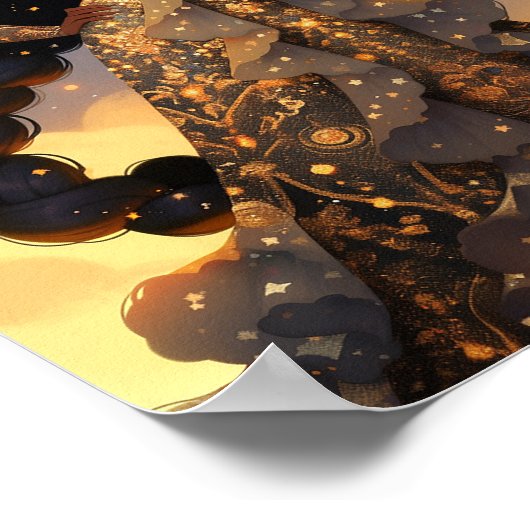 Kosmische Dame Afro-Amerikaanse Fantasy Kunst Poster (Hoek)